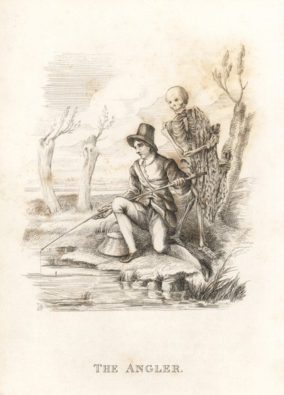 Lo scheletro della Morte e il pescatore, 1827 (incisione) da Richard Dagley