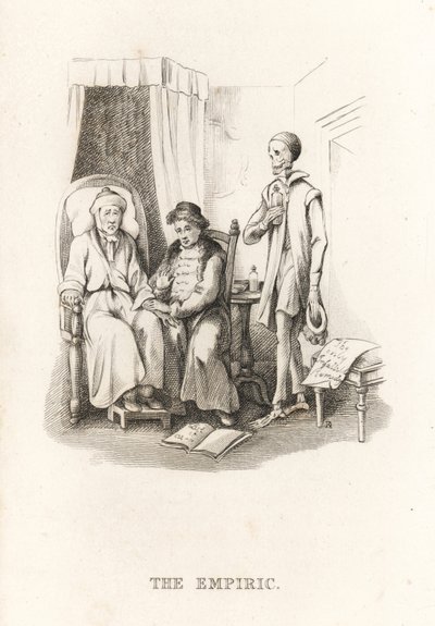 Lo scheletro della Morte e il ciarlatano, 1827 (incisione) da Richard Dagley