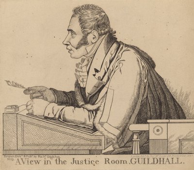 Sir Matthew Wood; Una vista nella Sala della Giustizia, Guildhall da Richard Dighton