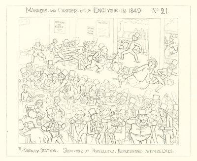 1849, Una Stazione Ferroviaria con i viaggiatori che si rinfrescano da Richard Doyle