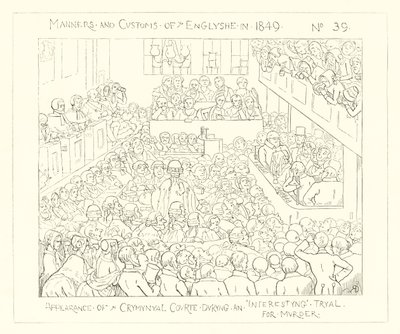 1849, Aspetto della Corte Penale durante un processo interessante per omicidio da Richard Doyle