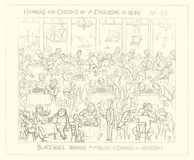 1849, Blackwall con il pubblico che cena con whitebait da Richard Doyle