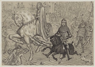 Edoardo il Principe Nero, con il suo prigioniero Re Giovanni di Francia, entra a Londra da Richard Doyle