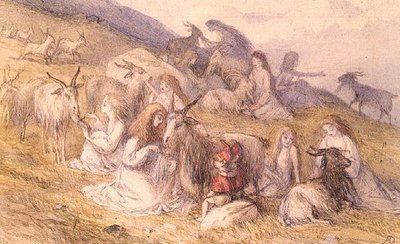 Ragazze che pettinano le barbe delle capre da Richard Doyle