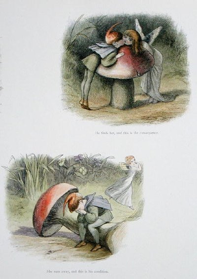 La trova, e questa è la conseguenza, e Lei scappa e questa è la sua condizione, illustrazioni da 