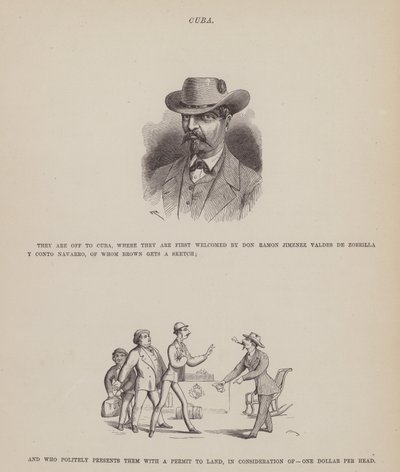 Pagina da Il Tour Americano dei Signori Brown, Jones e Robinson (incisione) da Richard Doyle