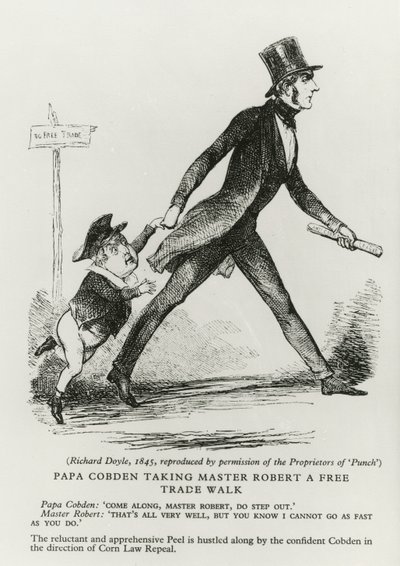 Papà Cobden porta il piccolo Robert a fare una passeggiata sul libero scambio, 1845 da Richard Doyle