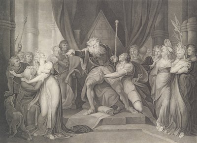 Re Lear che scaccia sua figlia Cordelia, Shakespeare, prima pubblicazione 1792, ripubblicato 1852 da Richard Earlom