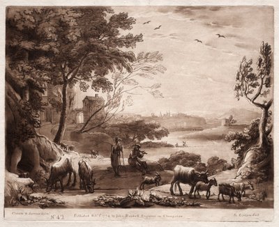 Liber Veritatis: No. 42, Paesaggio fluviale con pastore e pastorella da Richard Earlom