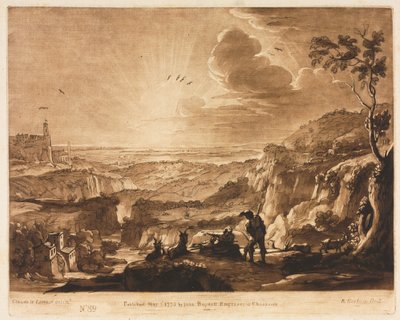 Liber Veritatis: No. 89, Vista di un paese montuoso esteso, 1775 da Richard Earlom