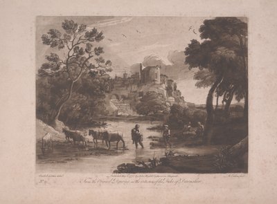 Veduta di Tivoli al tramonto, pubblicata nel 1775 da Richard Earlom