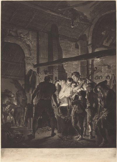La bottega del fabbro da Richard Earlom after Joseph Wright