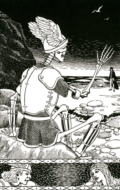 La morte come scheletro che si congeda da un uomo, 1930 circa (litografia) da Richard Fayerweather Babcock
