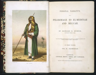 Titelblatt zu Richard F. Burton, "Bericht über meine Pilgerfahrt nach Medina und Mekka", Band II., 1855 da Richard Francis Burton