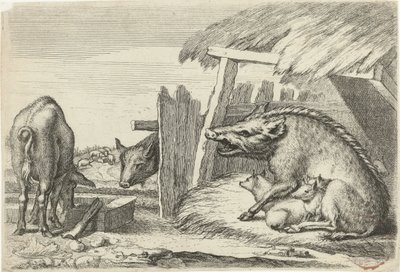Maiali vicino a un recinto (serie Dieren naar verschillende kunstenaars) da Richard Gaywood