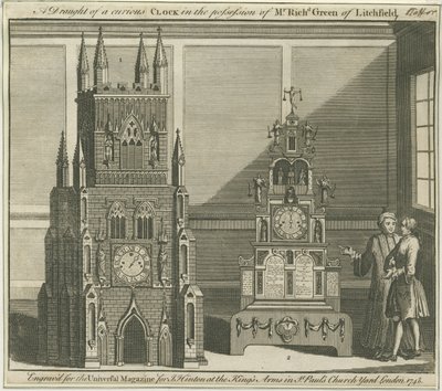 Lichfield - Orologio da Altare Musicale: incisione da Richard Greene