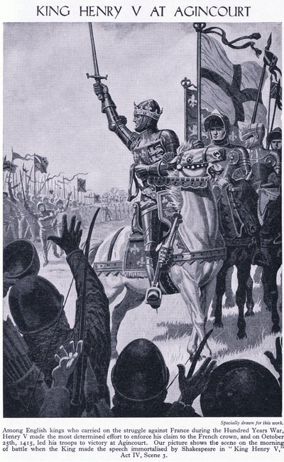 Re Enrico ad Agincourt 1415 d.C., c.1950 da Richard Henry Brock
