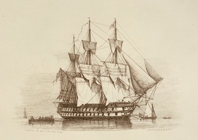 Canopo 80 cannoni Prima classe 2° rango, c.1849 da Richard Henry Nibbs