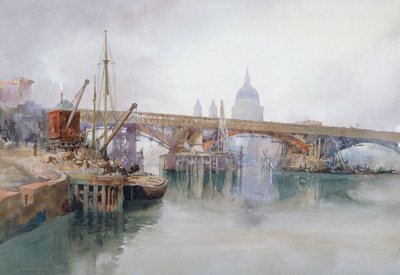 Southwark Bridge in corso di demolizione, 1915 da Richard Henry Wright