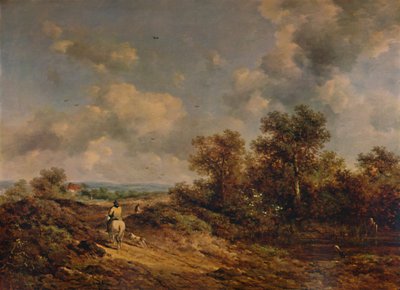 Veduta vicino a Sevenoaks, Kent, con uomo su cavallo bianco, XIX secolo, 1935 da Richard Hilder