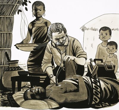 Un uomo con una missione: Il medico musicale (Albert Schweitzer) (illustrazione) da Richard Hook