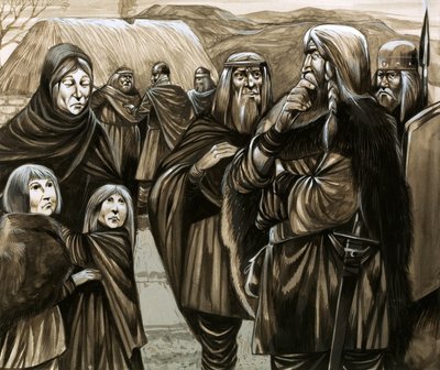 Figli di povere famiglie anglosassoni venduti come schiavi (gouache su carta) da Richard Hook