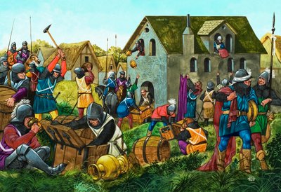 Soldati medievali che saccheggiano e razziano da Richard Hook