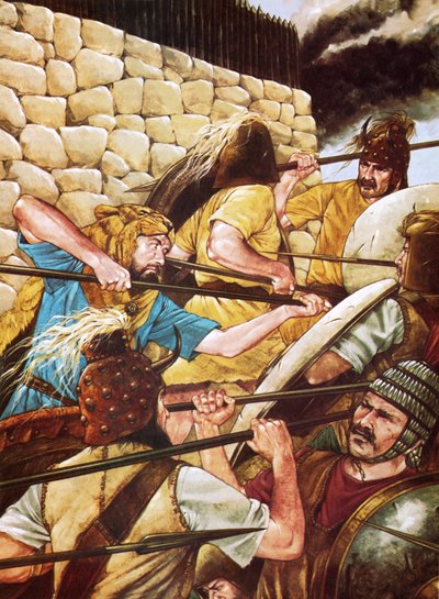 Guerrieri micenei che combattono da Richard Hook