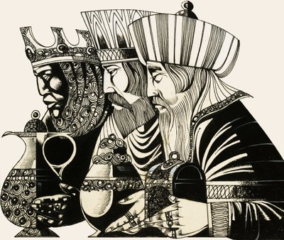 Tre Re (gouache su carta) da Richard Hook