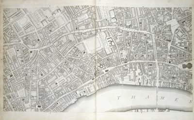 Tavola da "Piano delle città di Londra e Westminster il borgo di Southwark, e parti adiacenti", c.1792-1799 da Richard Horwood