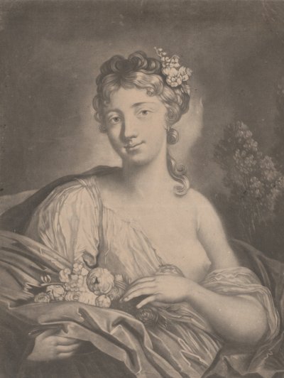 Primavera: una giovane donna che tiene fiori nel mantello, 1775 da Richard Houston