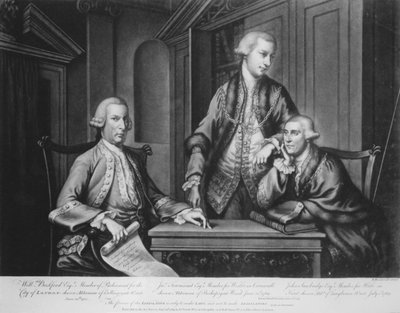 William Beckford (1709-70) James Townsend e John Sawbridge (c.1732-95) Aldermen di Londra, inciso dall