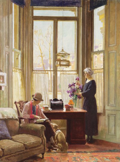 Interno con due signore e un cane da Richard Jack