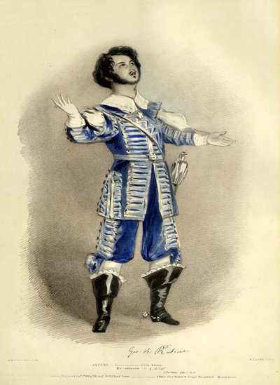 I Puritani con Giovanni Rubini come Arturo (creato il ruolo) dalla prima produzione a Parigi, Théâtre-Italien da Richard James Lane