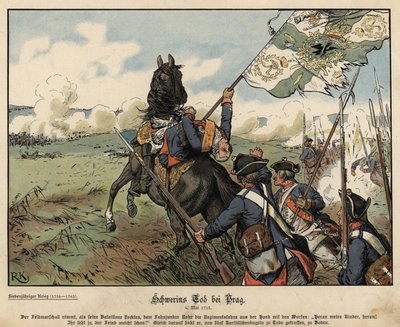 Morte del Feldmaresciallo von Schwerin nella Battaglia di Praga da Richard Knoetel