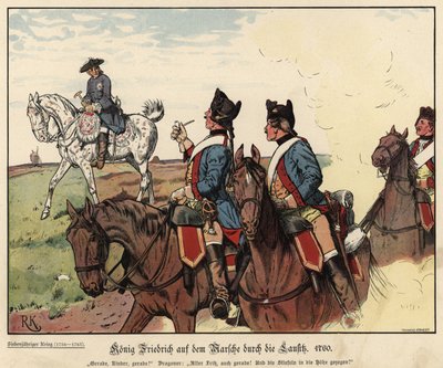 Federico il Grande di Prussia in marcia attraverso Lausitz da Richard Knoetel