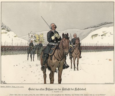 Preghiera del principe Leopoldo di Anhalt-Dessau prima della battaglia di Kesselsdorf da Richard Knoetel