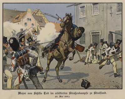 Morte del maggiore von Schill in una battaglia di strada a Stralsund, 31 maggio 1809 da Richard Knotel