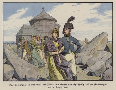 Re Federico Guglielmo III e la regina Luisa di Prussia in compagnia della famiglia del conte von Schaffgotsch sullo Schneekoppe, agosto 1800 da Richard Knotel