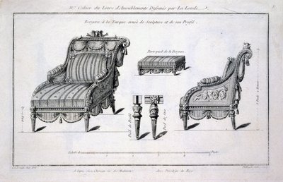 Poltrona bergère in stile turco, da Oeuvres diverses de Lalonde, decorateur et dessinateur, pubblicato 1780-96 da Richard Lalonde