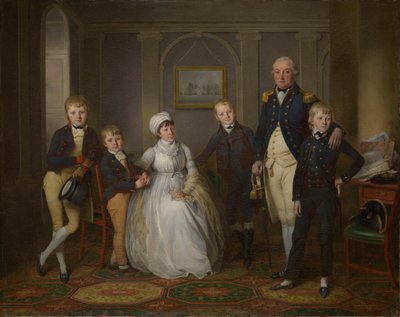 Capitano Richard Grindall (1750-1820) e la sua famiglia, c.1800 da Richard Livesay