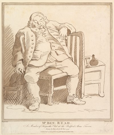 Mr. Ben: Read, un membro del club di Hogarth alla taverna Bedford Arms, disegnato da..., 27 novembre 1781 da Richard Livesay