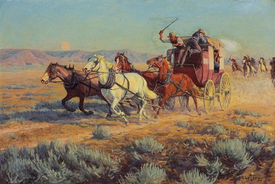 Diligenza Inseguita da Indiani a Cavallo, 1912 da Richard Lorenz