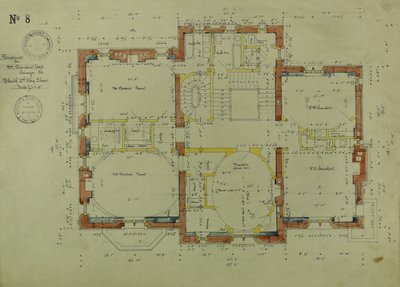 Residenza di William Borden, Chicago, Illinois, pianta del secondo piano da Richard Morris Hunt