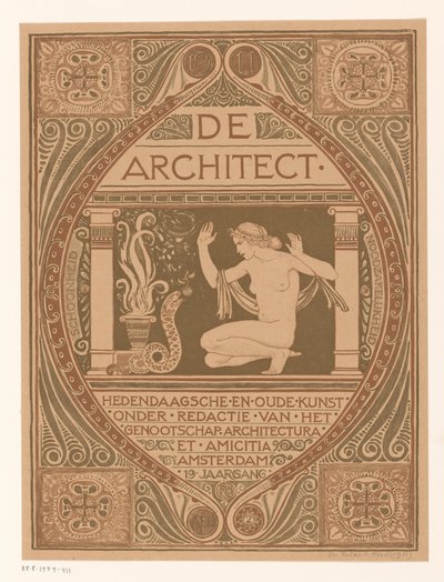 Progetto di copertina per: De Architect, 1911 da Richard Nicolaüs Roland Holst (signed by artist)