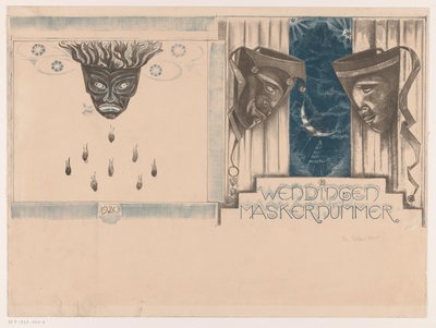 Progetto di copertina per: Wendingen, Numero delle Maschere, 1920 da Richard Nicolaüs Roland Holst (signed by artist)