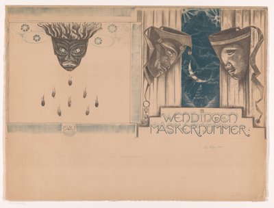 Progetto di copertina per: Wendingen, numero delle maschere, 1920 da Richard Nicolaüs Roland Holst (signed by artist)