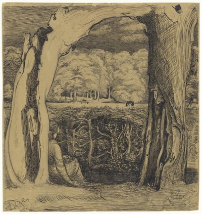 Paesaggio con una donna seduta tra due salici da Richard Nicolaüs Roland Holst