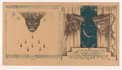Progetto di copertina per: Wendingen, Numero delle Maschere, 1920 da Richard Nicolaüs Roland Holst