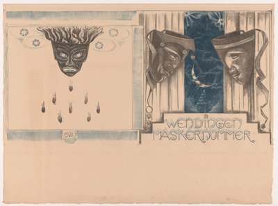 Progetto di copertina per: Wendingen, Numero delle Maschere, 1920 da Richard Nicolaüs Roland Holst